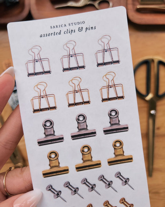 Assorted Clips & Pins Stickers