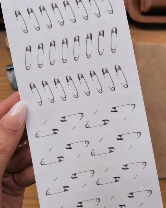 Silver Safety Pin Stickers
