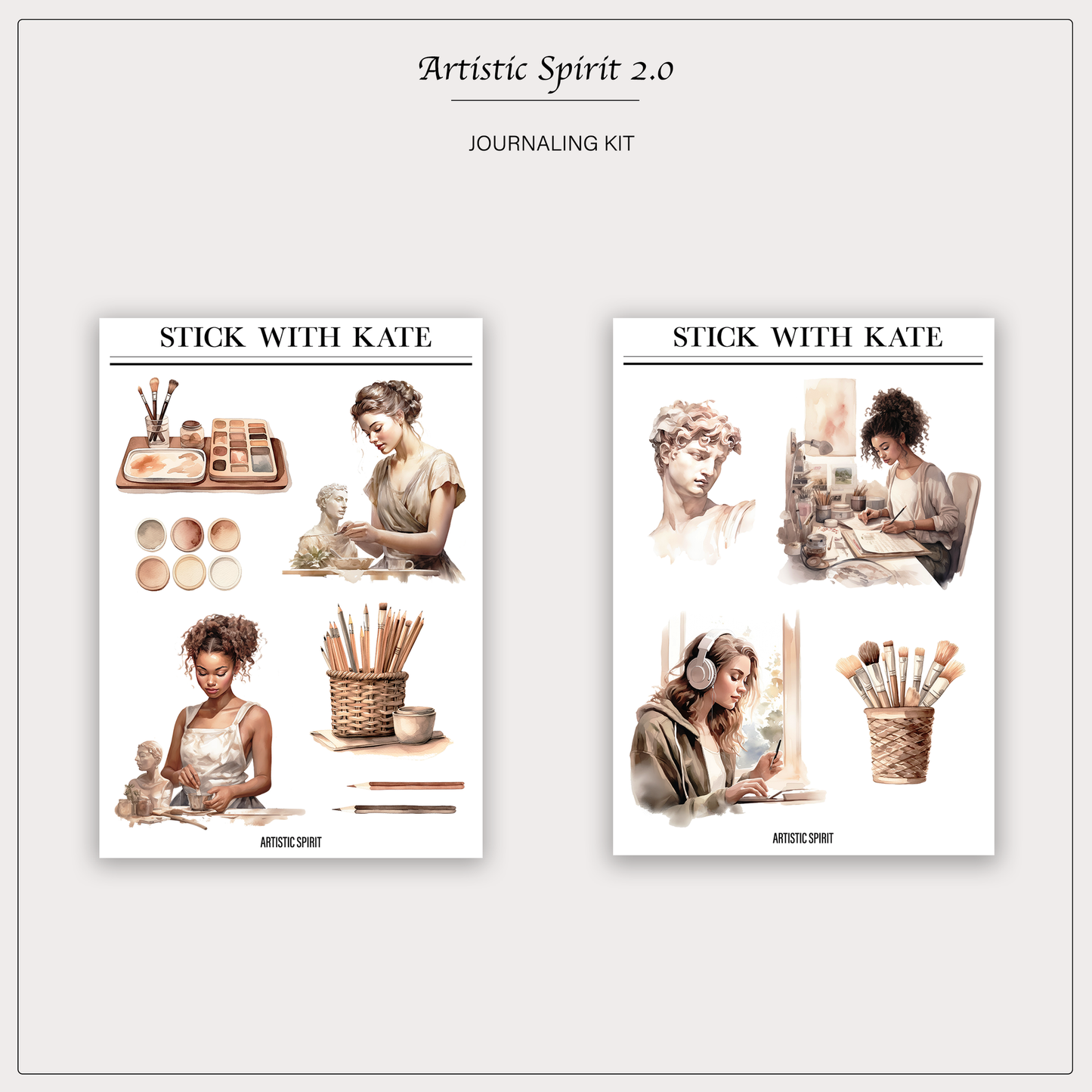 Artistic Spirit Journaling Sticker Kit | Set of 4 Sticker Sheets