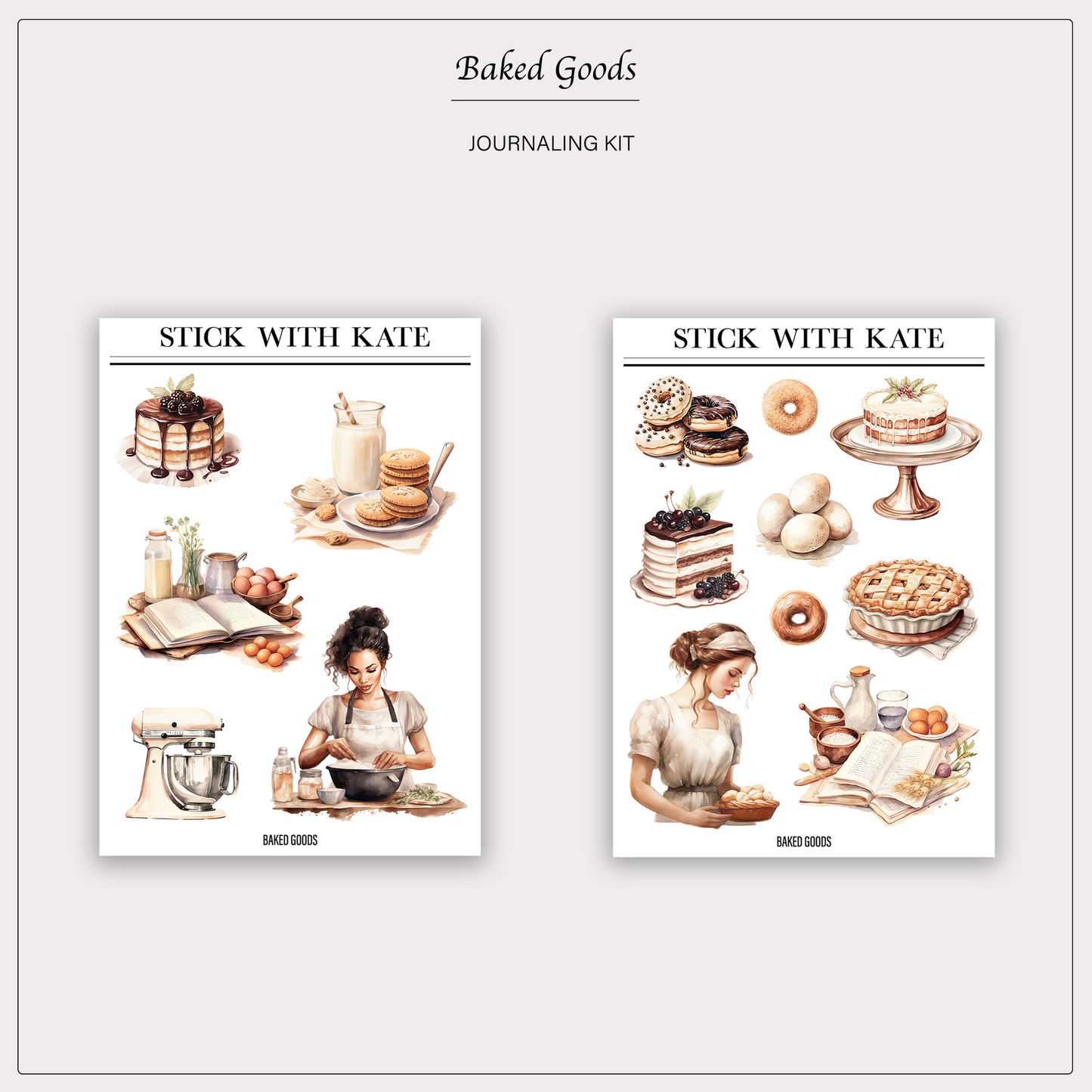 Baked Goods Journaling Sticker Kit | Set of 4 Sticker Sheets