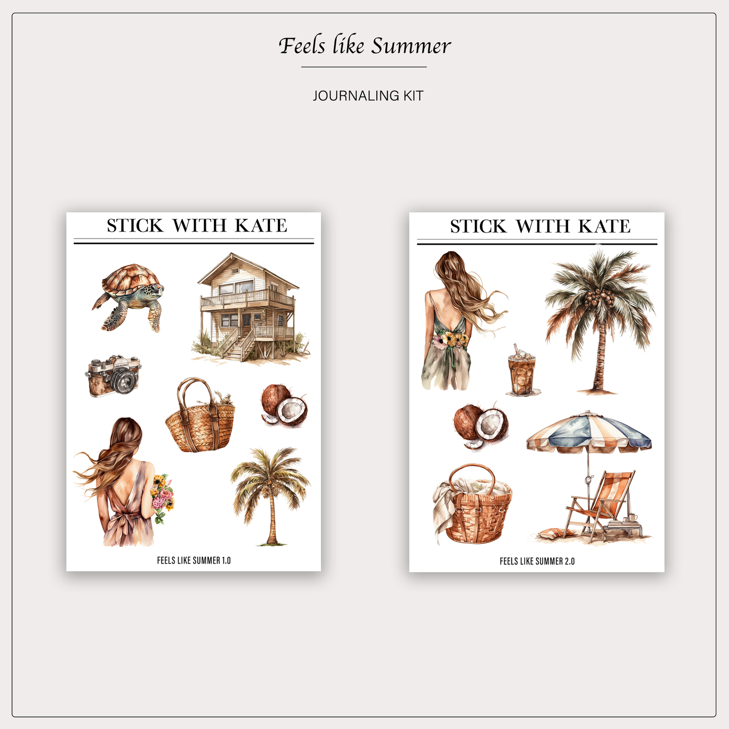 Feels Like Summer Journaling Sticker Kit | Set of 4 Sticker Sheets