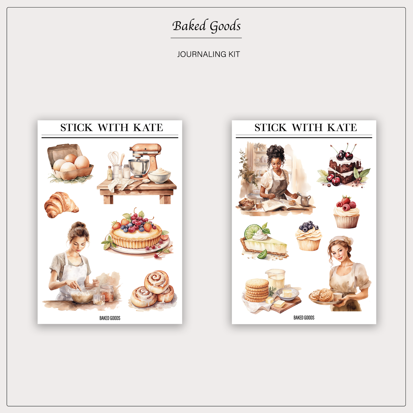 Baked Goods Journaling Sticker Kit | Set of 4 Sticker Sheets