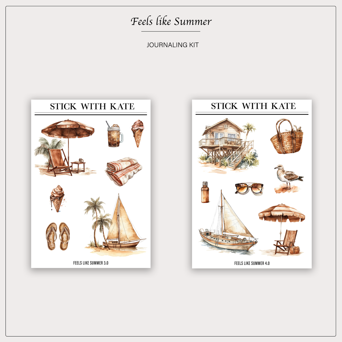 Feels Like Summer Journaling Sticker Kit | Set of 4 Sticker Sheets