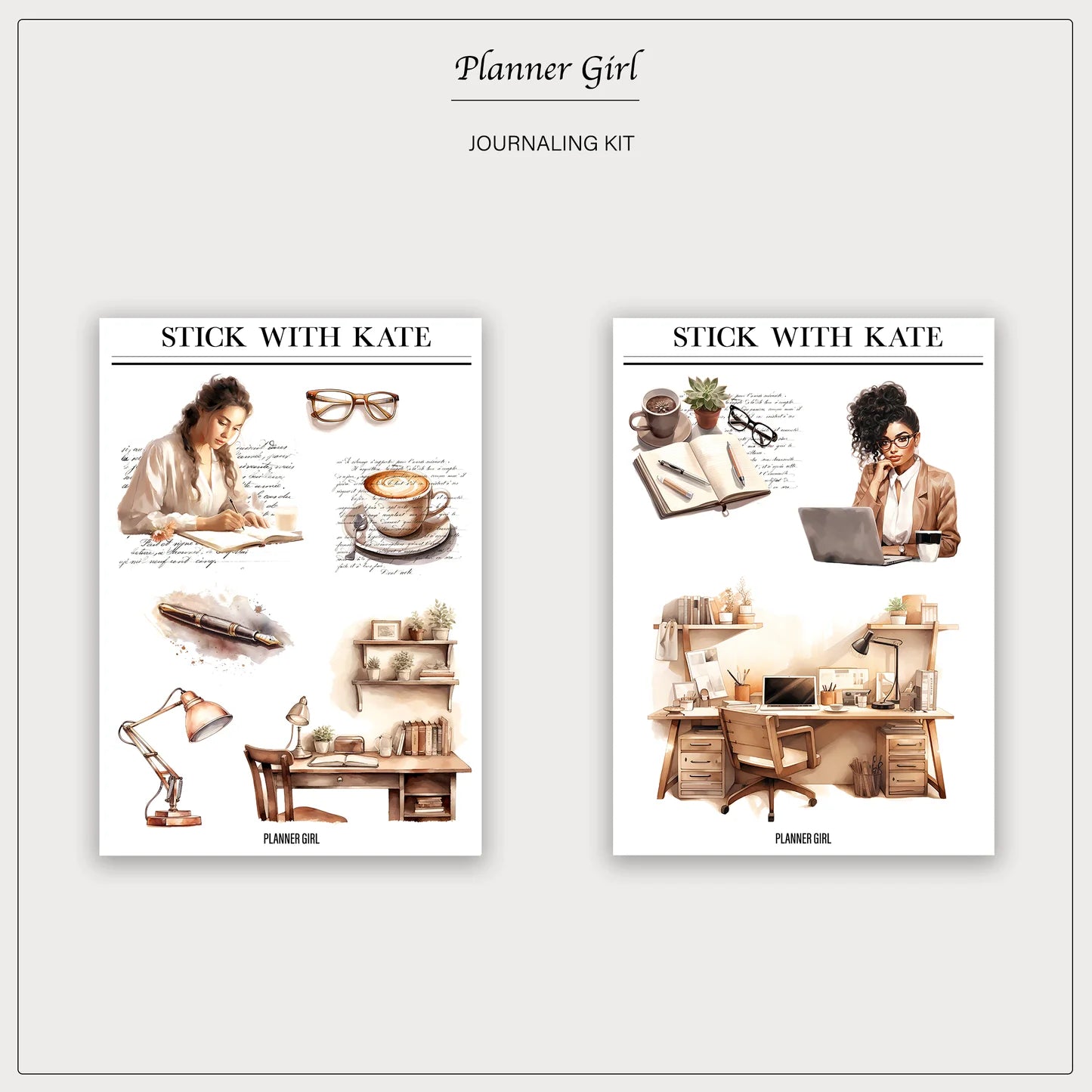 Planner Girl Journaling Sticker Kit | Set of 4 Sticker Sheets