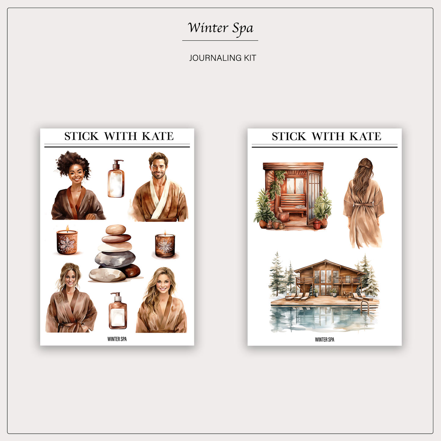 Winter Spa Journaling Kit | Set of 6 Sticker Sheets