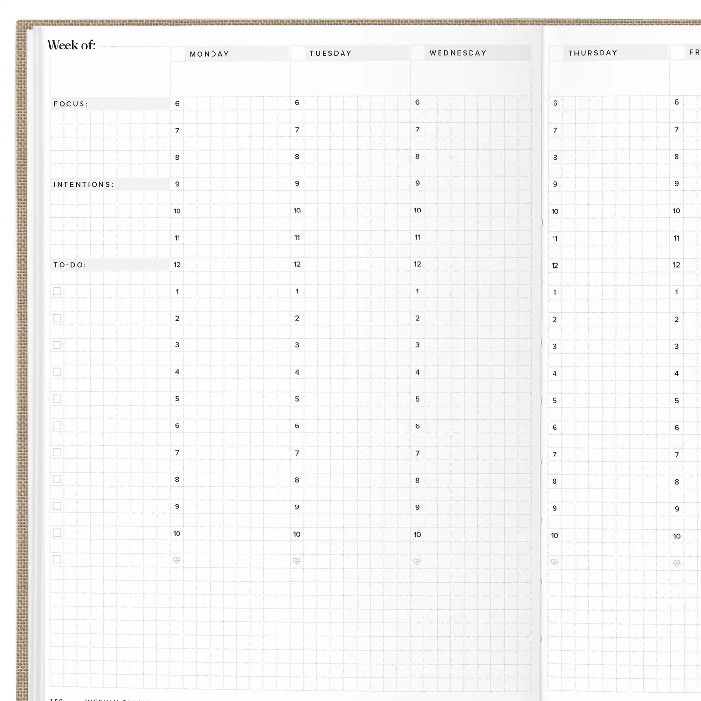 Undated 12-Month Weekly Planner