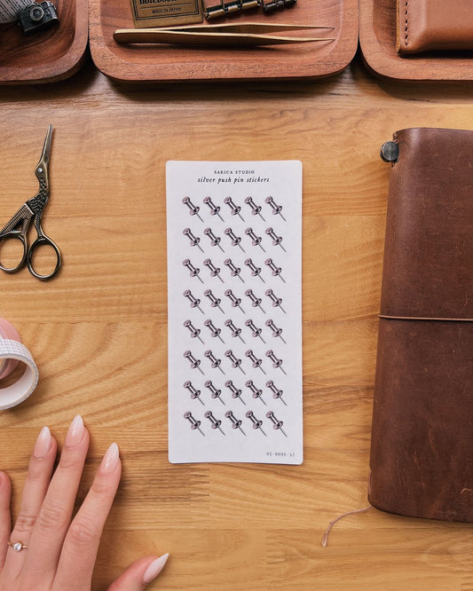 Silver Push Pin Stickers