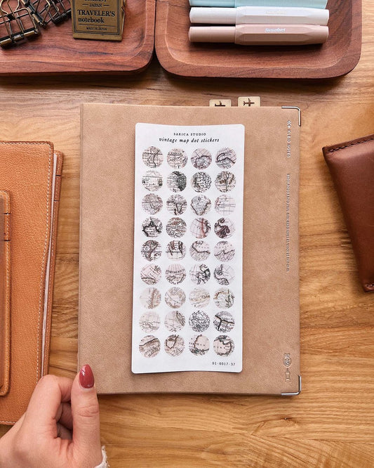 Vintage Map Dot Stickers