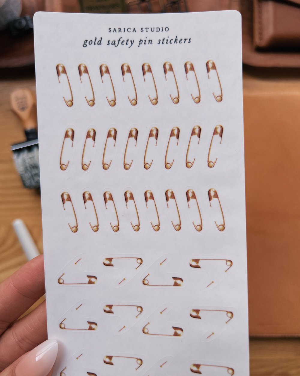 Gold Safety Pin Stickers