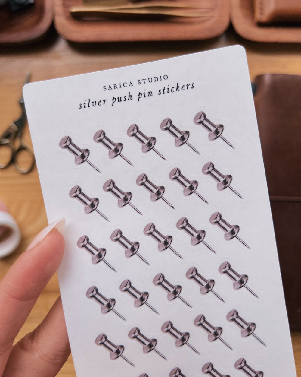 Silver Push Pin Stickers