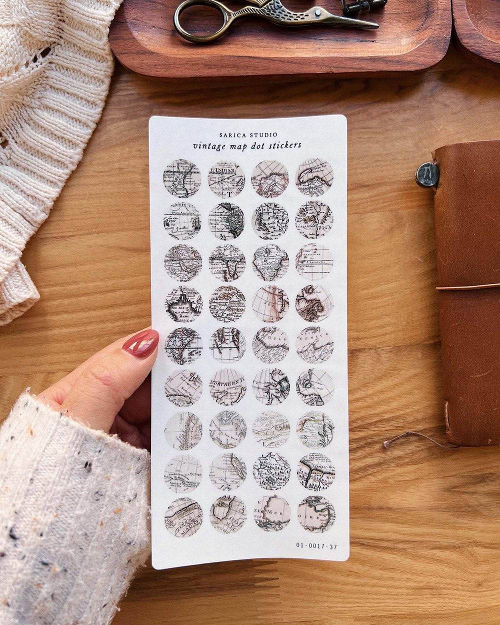 Vintage Map Dot Stickers