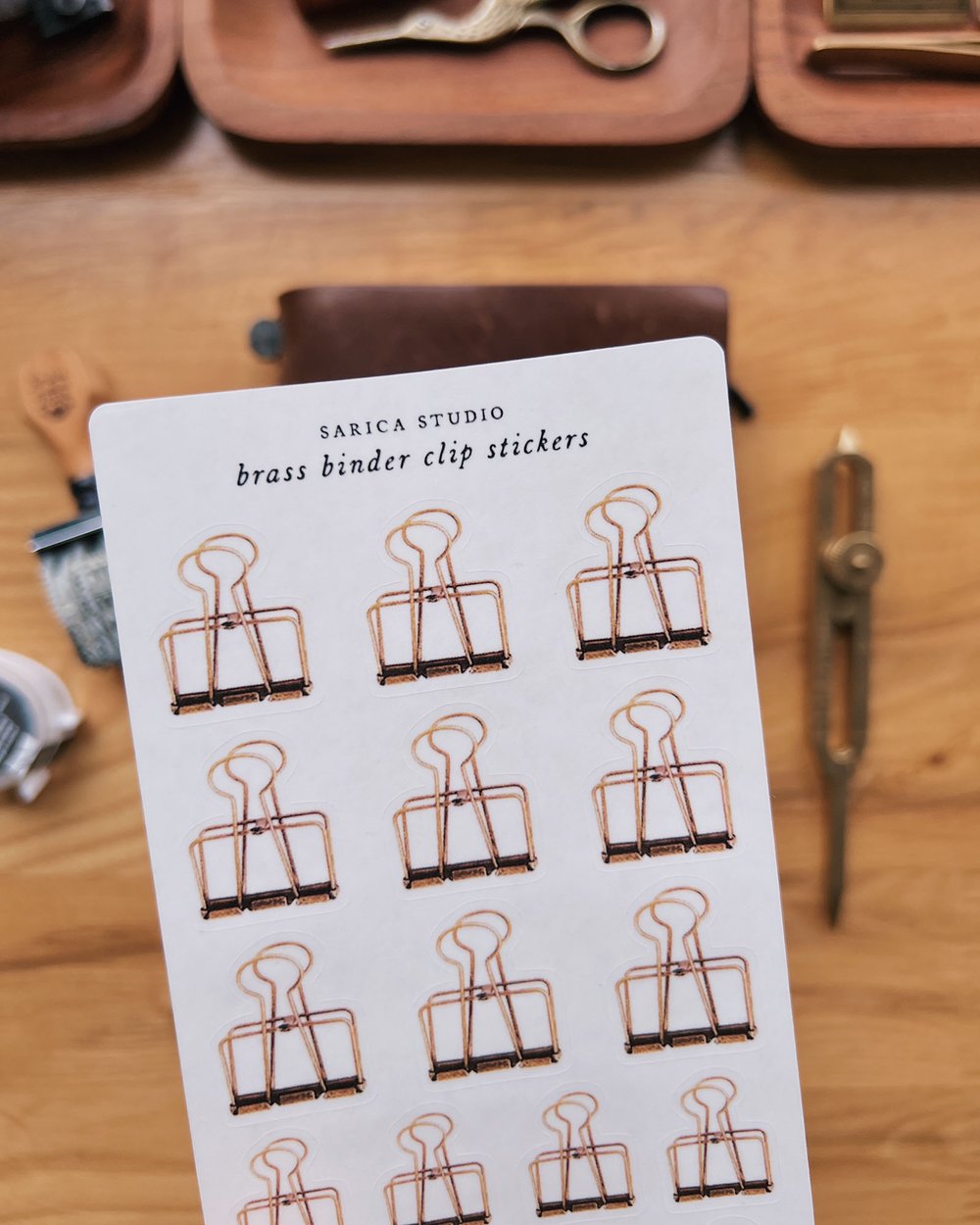 Brass Binder Clip Stickers