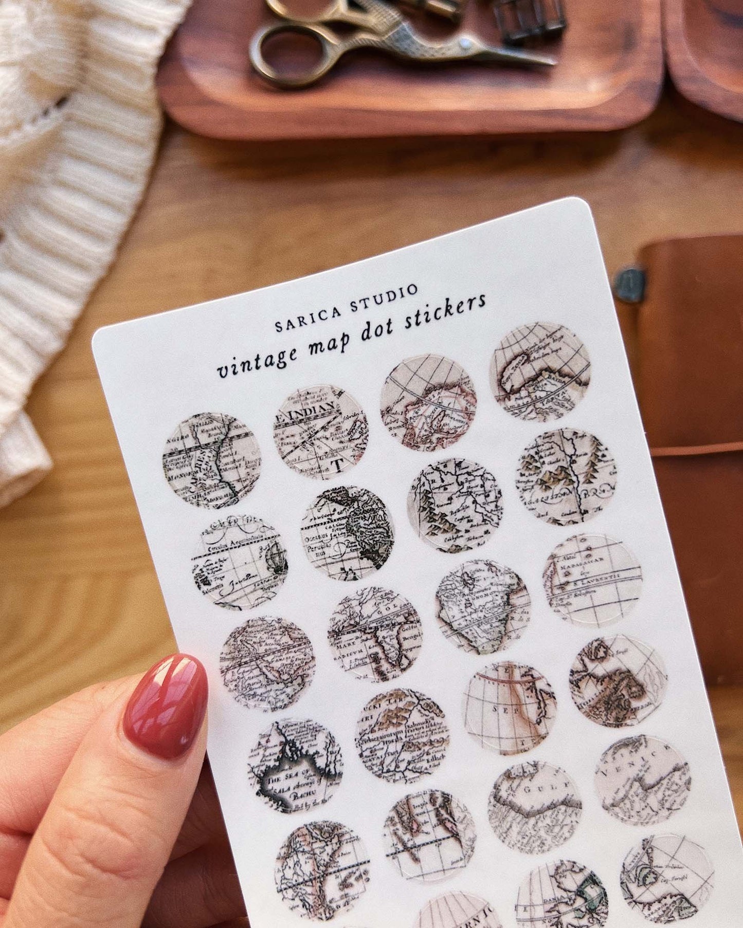 Vintage Map Dot Stickers