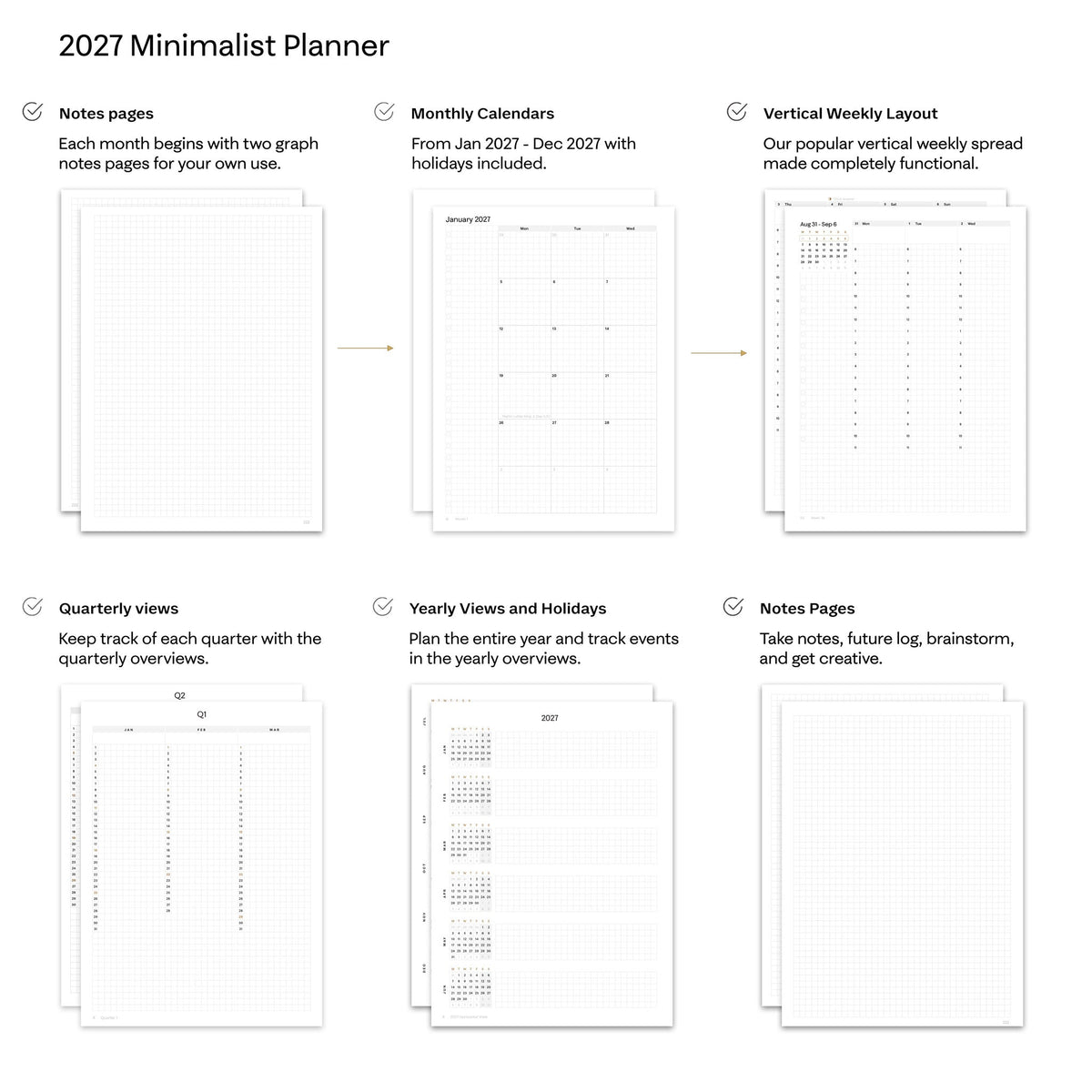 2027 Minimalist Weekly Planer B6 | Hardcover | 120gsm
